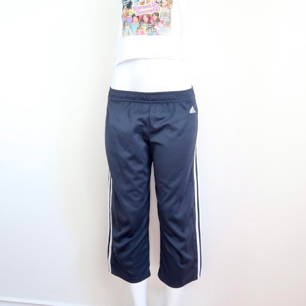 y2k adidas navy track pants capri 2000s